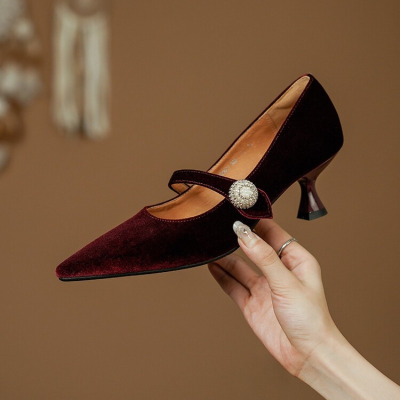 Wine Red Pointed Toe Mary Jane - огляд і ціна Womens Heels