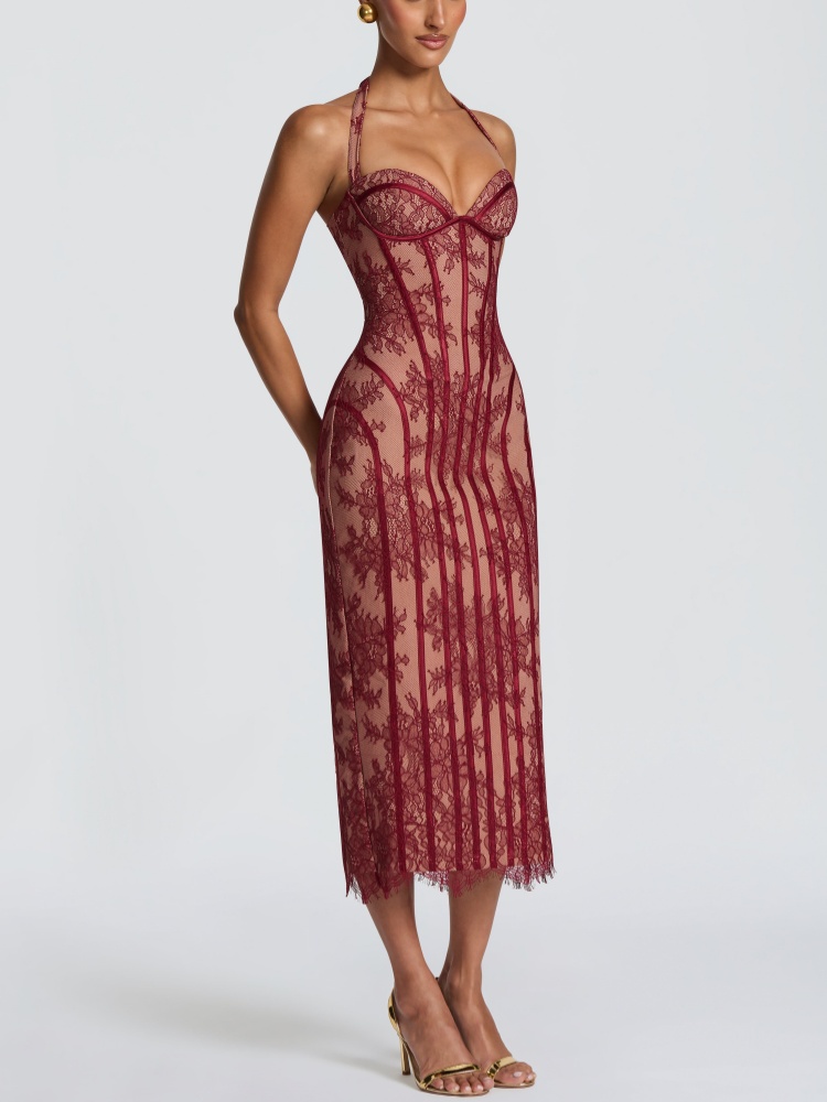Halter Sweetheart Burgundy Lac - огляд і ціна Midi Dress