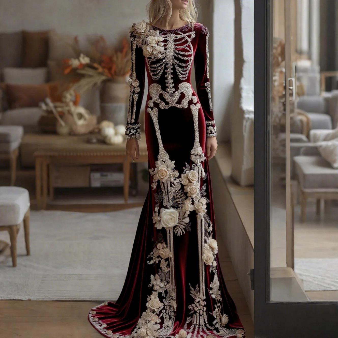 2026 New Women Skeleton Floral - огляд і ціна Evening Gown
